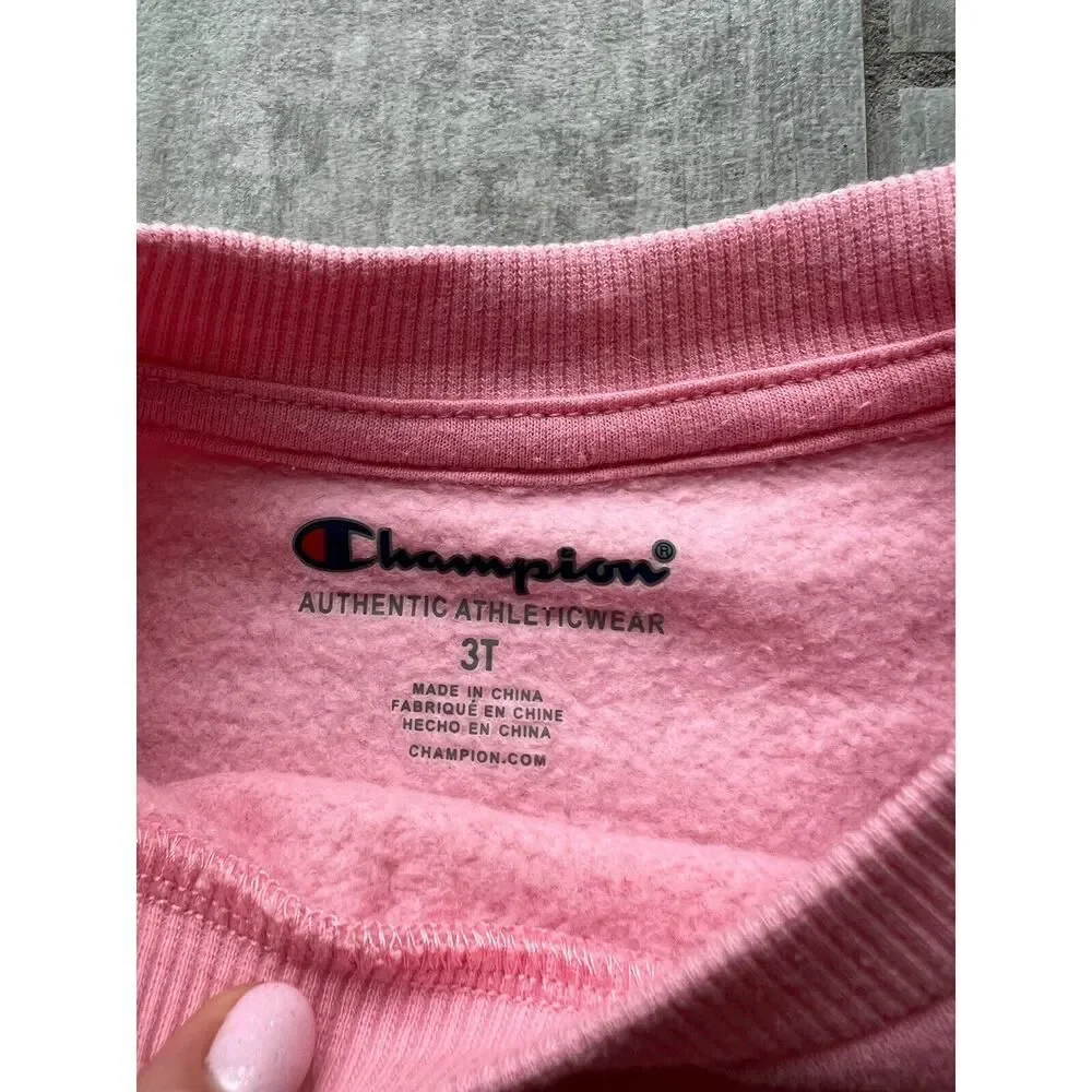 CHAMPION Toddler Girls 2 Piece Outfit Set Fleece Jogger Sweatshirt Sweatsuit 3T